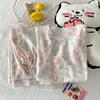Yunduo Algodão Verão Novo Pijama para Mulheres Doce Desenho Animado Manga Curta Shorts Conjunto Verão Casual Roupa de Casa Pode Ser Usado Fora