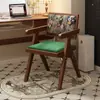 Banqueta de Maquiagem Imitando Madeira Vintage, Cadeira Simples Retrô Chandigarh, Cadeira para Penteadeira de Quarto de Meninas com Encosto