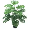 Planta Artificial Escandinava Hoja de Tortuga en Maceta Paisajismo de Sala de Estar Interior Plantas Verdes Falsas Adornos de Pie Plantas Pegadas Decorativas
