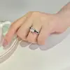 Anillo de topacio zafiro con forma de trapecio cuadrado irregular para mujer, anillo europeo y americano r5039