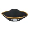Fabricante Personalizado Adereços de Performance para Baile de Máscaras Cosplay Chapéu de Capitão Pirata Chapéu de Caveira Piratas do Caribe