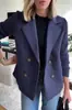 Amazon 2025 Nueva Llegada de Primavera Comercio Exterior Transfronterizo Europeo y Americano Moda Femenina Temperamento Elegante Patchwork Tejido de Lana Abrigo de Lana Marrón