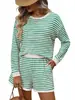 Outono/Inverno 2026 Novo Amazon Europeu e Americano TK Moda Feminina Gola Redonda Patchwork Manga Longa Shorts Conjunto Casual Fashion de Duas Peças