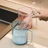 Taza de Plástico Transparente Multifuncional para Cepillos de Dientes, Taza de Cepillos de Dientes para Pareja, Vaso de Lavado de Gama Alta, Vaso para Enjuague Bucal para una Familia de Tres