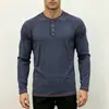 Camiseta Casual de Manga Larga para Hombre Amazon Transfronteriza, Elástica, Transpirable, Corte Ajustado, Ligera, Camisa Henley Deportiva