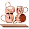 Venta Caliente Transfronteriza Taza Moscow Mule Set de Copas de Cóctel de Acero Inoxidable Taza de Cerveza de Punto Martillado Creativo para Bar