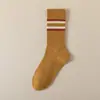 Calcetines para Hombre y Mujer, Estilos de Otoño e Invierno, Calcetines Largos Rayados de Primavera y Otoño, Anti-Olor, Absorbentes de Sudor, Transpirables, de Media Pantorrilla, Deportivos Versátiles Largos