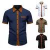 Comercio Exterior Transfronterizo 2026 Amazon Nueva Camisa Trendy de Bloques de Color para Hombre Manga Corta Aliexpress Venta al por Mayor Dropshipping