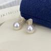 Aretes de Perlas de Agua Dulce de 9-11 mm Aretes Redondos de Luz Fuerte Plata Esterlina Franceses Elegantes Aretes de Perlas Moda Versátil Mujer