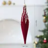 Venta Caliente Transfronteriza Bola de Navidad Flocada Color Vino Tinto de 8CM Bola Colgante Polvo Adhesivo Lentejuelas Bola de Plástico Adorno Decoración para Árbol de Navidad