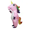 Fantasia Colorida de Unicórnio para Performance de Halloween Adereços Desenho Animado Fantoche Colorido de Pégaso Fantasia Inflável de Unicórnio
