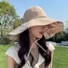 Sombrero de Copa Abierta de Nuevo Estilo para Primavera para Mujer, Impreso por Ambos Lados, Sombrero Versátil de Ala Ancha de Moda para Protección Solar en Exteriores y Ropa Urbana, Protección UV