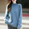 Nuevo Suéter de Punto de Lana Cachemir Otoño/Invierno 2026 Cuello Alto Medio Borde Enrollado Manga Larga Color Sólido para Mujer Suéter de Lana Cepillada