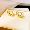 Pendientes Metálicos de Moda Creativa Estilo Ins Calados Corazón Estéreo Forma Geométrica Pétalos Estrella de Cinco Puntas Pendientes de Estilo Simple para Mujer
