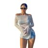 Traje de Baño para Mujer 2026 Nuevo Bikini Playa Aguas Termales Sexy Retro Manga Larga Cubre Traje de Dos Piezas Vacaciones Traje de Baño Aguas Termales