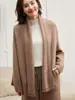 Cárdigan de Punto de Cachemira con Cuello en V para Mujer, Otoño e Invierno, de Longitud Media, sin Botones, con Bolsillo, Holgado, Estilizador, Estilo Casual