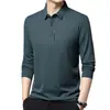 Camiseta de manga larga para hombre con tejido gofrado, camisa polo, nueva colección de otoño, diseño casual estampado, camiseta de manga larga para hombres de mediana edad