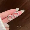Brincos Argola Flor com Cravação de Diamantes para Mulheres, Brincos Simples e Exquisitos Estilo Ins, Doces e Versáteis, Brincos Femininos Atacado