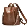Mochila Feminina Vintage Nova 2026 Transfronteiriça, Grande Capacidade, Versátil para o Dia a Dia, Mochila de Couro Macio, Dupla Utilização como Bolsa de Ombro ou Bolsa de Mão
