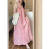 Vestido de Tirantes Rosa Degradado Difuminado con Temperamento para Mujer Verano 2024 Nuevo Look Holgado Adelgazante Falda Grande Falda Platycodon