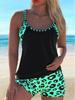 Roupa de Banho Duas Peças Plus Size para Mulheres para Comércio Exterior 2025, Tankini Conservador com Shorts Separados, Biquíni de Cintura Alta