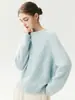 Caxemira 100% pura, coleção outono 2026, novo suéter casual feminino de gola redonda com tricô de fio colorido