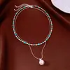 Colar Pingente Corrente Quadrado Zircônia Super Brilhante Gota d'Água, Corrente de Clavícula Fashion e Simples, Luxo Leve, Sensação de Alta Qualidade, Acessório Versátil