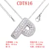 Moderna y Versátil Colgante de Alfabeto Inglés de 26 Letras con Microincrustaciones de Cobre Puro Cadena para Clavícula Suministro Directo Joyería de Collar para Mujer