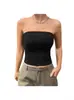 Top Tubo Dupla Camada Estilo Europeu e Americano, Puro e Elegante, Design Transfronteiriço, Curto e Ajustado ao Corpo, Roupa Feminina Sexy e na Moda
