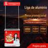 Mesa promocional dobrável de liga de alumínio portátil com rede de puxar, mesa expositora de barraca de puxar para publicidade em shopping center ao ar livre