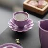 Posavasos de Pétalo de Cerámica Morado Escarchado Platillo para Taza de Té Posavasos Aislante Juego de Té Chino Kung Fu Accesorios para Ceremonia del Té