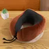 Almohada de Espuma Viscoelástica de Color Sólido en Forma de U, Almohada Redonda de Viaje para el Cuello, Almohada de Espuma Viscoelástica en Forma de U al por Mayor con Impresión de Logo