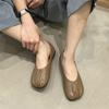 Zapatos planos de punta cuadrada de diseño nicho nuevo de primavera y verano 2025, suela suave, boca poco profunda, cómodos de meter, zapatos casuales