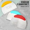 Cortador de massa semicircular de aço inoxidável com escala, raspador de farinha para cortar massa de pão, cortar macarrão, raspador de farinha para panificação