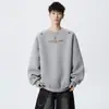 Moletom Bordado para Homens, Nova Marca de Moda Outono, Camiseta Casual Solta Respirável de Manga Longa para Homens