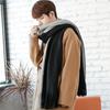 Bufanda de Lana de Punto con Bloques de Color Sencillos y Borlas para Hombre, Calentador de Cuello Largo de Punto de Urdimbre Cálido, Bufanda de Cuello de Invierno para Hombre con Borlas