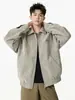 Chaqueta retro americana de piel sintética con solapa para hombre, otoño, moderna, genial, estilo motero, corte holgado, versátil, ropa exterior casual