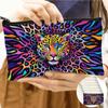 Color de Labios Rojo Transfronterizo Estampado de Leopardo Bolsa para Lápices de Gran Capacidad Billetera Pequeña para Monedas Bolsa para Lápices de Estudiante de Primaria Bolsa de Almacenamiento para Papelería