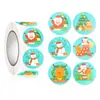 Nuevo Pegatina Decorativa Navideña Redonda Transfronteriza de Santa, Reno, Muñeco de Nieve, Feliz Navidad, Pegatina de Regalo, Etiqueta