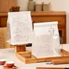 Torrada Fresca Assada 450g com Saco de Embalagem Pintado à Mão, Abertura com Janela, Borda Enrolada, Croissant Selado com Arame, Torrada Fatiada, Saco de Papel Autosselante