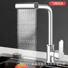 Torneira de cozinha de aço inoxidável transfronteiriça, quente e fria, produto popular de comércio exterior, estilo europeu e americano, torneira de pia multifuncional, atacado
