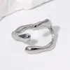 Anillo de Acero Inoxidable Europeo y Americano Transfronterizo para Mujer, Abierto, No se Desvanece, Goteo de Aceite, Simple, Moderno y Personalizado, Joyería para Mano de Mujer