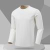 Estilo Nuevo Sin Costuras Prensado Color Puro Cuello Redondo Drapeado Sedoso Elástico Deportivo Manga Larga Camiseta Base para Hombre Camiseta de Manga Larga para Hombre