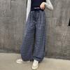 Pantalones Casuales para Niñas 2025 Otoño Nuevo Pantalones a Cuadros con Cintura Elástica para Niños Mayores, Pantalones de Pierna Ancha Sueltos a la Moda