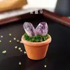 Espécime de pedra bruta de cristal natural, pedra difusora de cristal, planta artificial em vaso para carro, decoração de mesa para casa e escritório