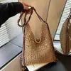 Bolsa Grande de Palha Transfronteiriça Verão 2026 Nova Casual de Ombro Único Transversal Bolsa Tote Bolsa de Praia Férias na Praia