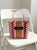 Momoshine Verano Tailandia Celebridad de Internet Cesta de Verduras Tejida a Mano Bolso Tote de Mano de Gran Capacidad Bolso de Hombro para Playa para Mujeres