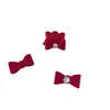 Grampo de Cabelo Presilha Laço Strass Vintage Menina Red Velvet Presilha Doce Para Franja Pequena Presilha Estilo Japonês e Coreano