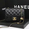 Bolso Cuadrado Gordo para Mujer 2025 Nuevo Estilo Pequeño Lujo Fragancia Versátil Bolso de Cadena Bolso Cruzado Bolita Dorada Pequeña con Diamantes