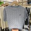 Suéter de Punto Bordado de Manga Corta con Trenzas y Cuello Redondo Estilo Coreano, Moda Versátil de Base Nueva Colección Primavera Temprana 2026
